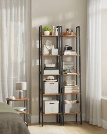 VASAGLE 5 Tier Shelf Ladder Bookcase Storage Stand Office Living Room Bedroom Kitchen Industrial Style Rustic Brown & Black