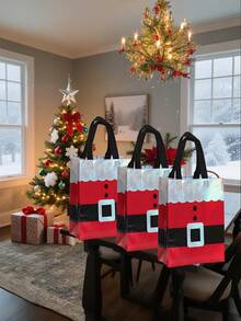 12pcs Christmas Gift Wrapping Bags With Handles - Festive Red & White Design, For Birthdays, Anniversaries, Baptisms & Holiday Gift Exchanges Christmas Christmas Decorations Christmas Pajamas Christmas Gifts Christmas Decor - Multicolor - View 5