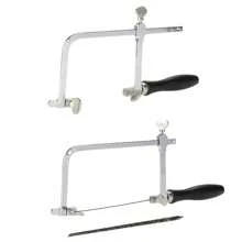 Sierra de mano mini ajustable en forma de U, sierra de joyero, sierra de acero, kit de hojas de sierra en espiral, herramienta de mano DIY, herramientas de joyería y carpintería - Plateado - Ver 1