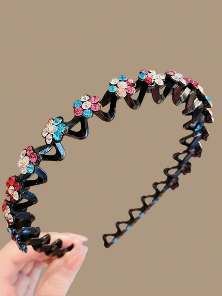 1/4 Stück elegantes Haarband/Stirnband mit Strass-Blumen-Dekor, rutschfest, geeignet für Mädchen - dekorative Blumen-Haraccessoires - geeignet für den täglichen Gebrauch, Partys und besondere Anlässe - Verschiedenfarbig - Übersicht 8