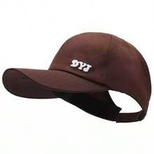 1pc Letter Casual Street Style Polyester Embroidery Metal Decor Sports Outdoor Messy Bun Cap, Summer - Black - View 11