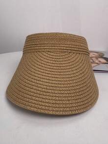 1 chiếc mũ rơm không vành, thời trang và đa năng, thoải mái và nhẹ, thích hợp cho các hoạt động ngoài trời, đi bộ đường dài, mua sắm, bãi biển, cắm trại và nhiều dịp khác nhau - Màu nâu - Xem 7