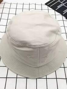 1pc Women's Washed Solid Color Detachable Drawstring Windproof Bucket Hat, Windproof And Sun-Shading, Random Style Shipped - Beige - View 7