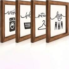 4pcs, 8 Inch Wooden Laundry Room Wall Signs, Rustic Farmhouse Laundry Room Decor, Laundry Room Wall Decor, Home Decor - Multicolor - View 3