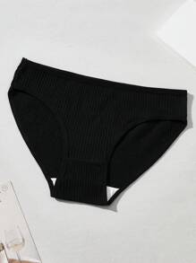 5pcs Pack Women's Ribbed Panties, High Elasticity Solid Color Letter Design Low Waist Briefs - Multicolor - View 9