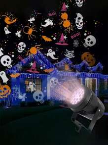 1pc LED Halloween Holiday Projection Lamp, Portable Light, Indoor/Outdoor Bedroom Night Light, USB Rotating Pattern Lamp For Home Decor, Holiday Decoration, Gift, USB Powered, Bedroom Night Light, Birthday Surprise Gift, Ghost, Pumpkin, Cobweb, Skull