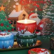 10Pcs Christmas Themed Candle Jars, 2.2 Oz Metal Candle Jars, Perfect For DIY Candle Projects. It Is A Very Good Choice For Beginners And Handmade Enthusiasts, And Also A Perfect Gift For Birthdays Or Thanksgiving., Christmas Decorations, Christmas Gifts - Multicolor - View 5