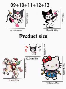 Sanrio 4/5 قطعة ملصقات سيارة كرتونية لشخصية كيتي، ملصقات ديكورية جميلة للسيارة، ملصقات لغطاء خزان الوقود، إبداعية