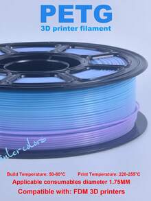 MXLX PETG 3D Printer Filament, 1.75mm, 1kg (2.2 Lbs), High-Precision, Strong, Odorless, Fluid, Moisture-Resistant 3D Printing Filament, Available In A Variety Of Rainbow Colors.