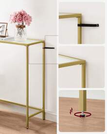 VASAGLE Console Table, Side Table, Tempered Glass Tabletop, Modern Sofa Table, Easy Assembly, With Adjustable Feet, For Living Room, Hallway - Gold - View 5
