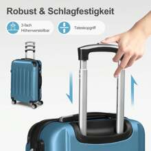 SUNROAD A Stylish Set Of ABS Suitcases With Vertical Stripes, Four-In-One Design With Handles And Universal Wheels. Available In 20in, 24in, 28in Sizes And 12in Carrying Case, Featuring ABS Aluminum Golden Pull Rods In A Fashionable Rose Gold Color Scheme