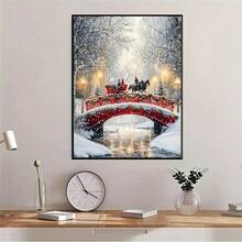 5D Snowscape Bridge Diamond Embroidery Kit, Round Diamond Embroidery Art, Full Diamond Canvas, Diamond Art Painting Collage Craft, Handmade Gift, Suitable For Living Room,, Office, Wall Decoration Art, Diamond Pattern Can Help You Increase The Fun Of Decoration - Nhiều màu - Xem 2