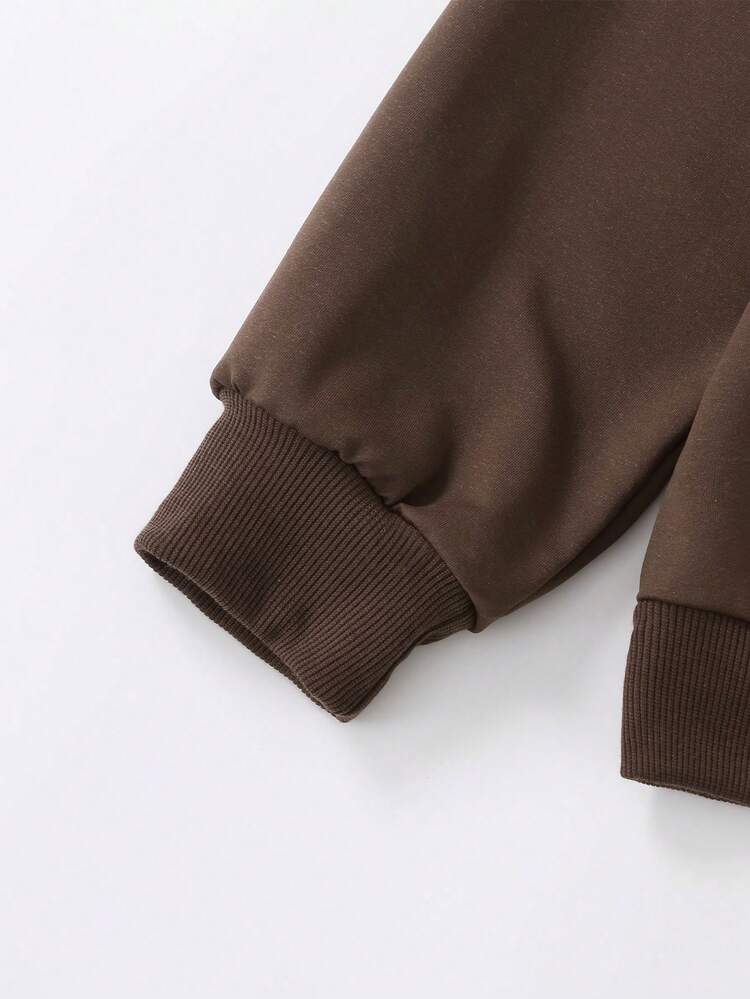 适合少女的可爱鬼魂图案运动衫，万圣节风格，长袖圆领套头衫，可爱卡通印花，适合日常穿着，独特的时尚礼物创意。 - 棕色 - 查看 5