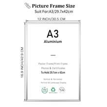 2/3pcs 12x16in/30x40cm Silver Aluminum Alloy Photo Frame, A3/A4 Modern Home Decor Art Frame, Minimalist Stylish Gold Aluminum Alloy Decorative Picture Frame - Silver - View 11