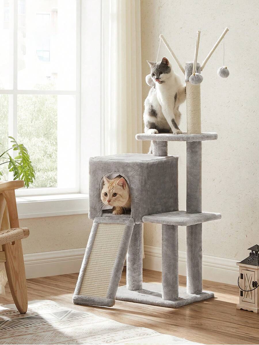 FEANDREA Cat Tree, Cat Tower For Indoor Cats, Kittens, Light Grey - 淺灰色 - 查看 1