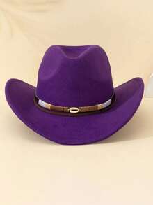 Ce chapeau de cowboy occidental unisexe en polyester a un style rétro et une décoration. Il convient pour le port décontracté, les fêtes de cowboy occidental et les chapeaux de cowboy. - Chapeau de cowboy à ruban - Voir 7