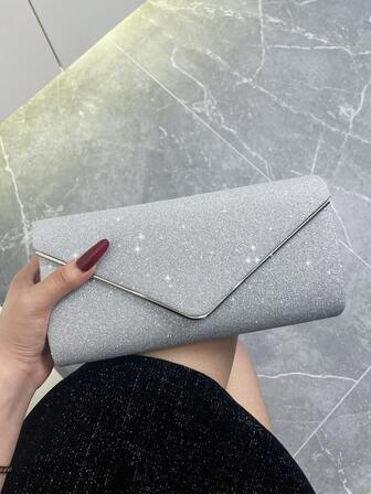 Mini Metallic Glitter Flap Box Bag - Luxury Minimalist Clutch, Perfectly Matching With Bridal Party, Prom Bag For Party Lightweight, Business Casual Bag Design, Bag Evening Bag, Dinner Bag Glamorous, Elegant, Exquisite, Quiet For Party Girl, Woman Perfect For Party, Wedding, Prom, Dinner/Banquet, Perfectly Matching With Prom Accessories, Perfectly Matching With Bridal Party, Best Choice Elegant Bag For Bridal Shower