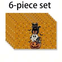 1/2/4/6 Piece Table Mat Set, Halloween Themed Style, Bat Pattern Print, Size 30x45 Cm. Polyester Halloween Placemats Are Suitable For Home Kitchens/Heat-Resistant Tablecloths, Easy To Clean, And Are Ideal Accessories For Home Kitchen Dining Tables. They Are Suitable For Family Gatherings And Indoor Occasions, And Are The Best Choice For Halloween Decoration.