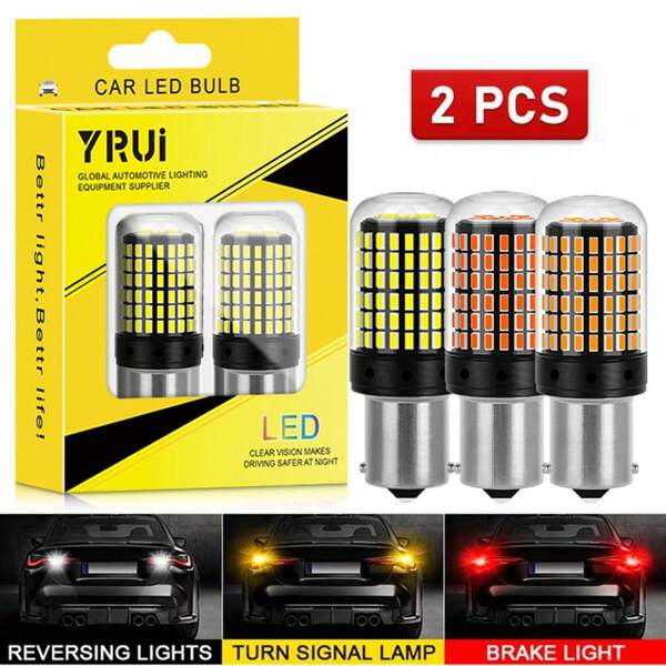 YiRui 2 piezas YiRui 12-24V Nuevas bombillas LED 144smd Luz indicadora de giro en reversa BA15S P21W BAU15S PY21W 7440 W21W P21/5W 1157 BAY15D