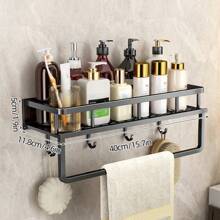 1件浴室置物架壁挂免打孔毛巾架收纳架适用于浴室/阳台/厨房，多功能家用收纳架 - 彩色 - 查看 11