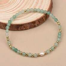 Pulsera elástica de cuentas de cristal natural (perla de agua dulce/aguamarina/aventurina verde/amatista/lapislázuli/cuentas facetadas de cuarzo rosa), ajustable y unisex, regalo de joyería para fiestas y cumpleaños