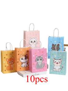 4/12 chiếc Túi quà tặng thiết kế hình mèo hoạt hình dễ thương, nhiều họa tiết mèo, thích hợp cho đám cưới, tiệc độc thân, sinh nhật, mua sắm kinh doanh, quà tặng tiệc, tốt nghiệp - Túi giấy nhiều màu sắc dùng làm quà tặng cho các ngày lễ, sự kiện, họp mặt, tiệc tùng và nhiều dịp khác - nhiều màu - Xem 10