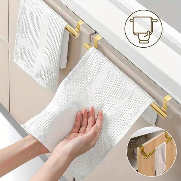 1pc Rust-Proof Stainless Steel Towel Bar - Easy Installation, No Drilling Required, Durable Single Bar Suitable For Bathroom Cabinet, Wall-Mounted Towel Rack Accessory