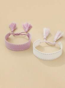 2 件波西米亚风编织刺绣可调节友谊手链