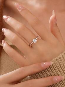 1pc 925 Sterling Silver Light Luxury Fashion Personalized Sparkling Zirconia Planet Surrounding Ring For Women Daily Versatile Style Prom Party Decoration Fine Jewellery For Women As Gift