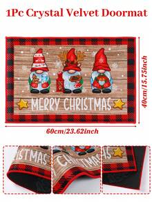 1 Stück Weihnachts-Fußmatte, Wichtel- und Schneeflocken-Design Teppich, Fröhliche Weihnachten Teppich, waschbarer Vorleger für die Haustür, schmutzabweisende Bodenmatte, Weihnachtsparty Dekoration, Weihnachtsdekorationen, Weihnachtsparty Zubehör - Weihnachtspuppe - Übersicht 5