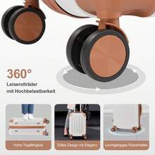 SUNROAD A Stylish Set Of ABS Suitcases With Vertical Stripes, Four-In-One Design With Handles And Universal Wheels. Available In 20in, 24in, 28in Sizes And 12in Carrying Case, Featuring ABS Aluminum Golden Pull Rods In A Fashionable Rose Gold Color Scheme - 白棕色 - 查看 3