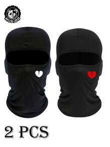 1pc Heart Print Ski Mask Balaclava Face Mask For Men Women UV Protection Windproof Scarf For Snowboard Motorcycle