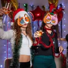 37 Pcs Therian Mask Kit White Cat Masks DIY To Paint Furry Animal Mask Therian Stuff Masquerade Cosplay Party,11552706 - 杏色 - 查看 8