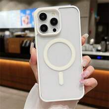 Transparent White Edge Soft Gel Magnetic Charging Protective Case | Compatible With MagSafe, Shock-Resistant Ultra-Thin, Suitable For, Waterproof, Anti-Drop, Scratch-Resistant - White - View 6