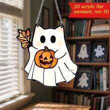 Halloween Ghost Sunlight Catcher, 2D Flat Acrylic Hanging Decoration, Suitable For Hanging In Corridors, By Windows, Outdoor Gardens, Study Rooms, Bedrooms, Living Rooms, Etc. Halloween Gift, Autumn Decoration Home Decor Halloween Decor Room Decor