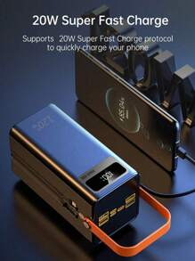 1 个 30000/50000/60000mAh 容量移动电源，双线缆，四输出，三输入，22W 快速充电，便携式手持电源，初始电压显示可能不准确，但会在 2 次充电/放电循环后恢复正常，适用于户外露营、LED 灯、毕业礼物、单身派对礼物、伴娘礼物、父亲节礼物、新娘送礼会礼物、婚礼宾客礼物、生日派对装饰、婚礼用品