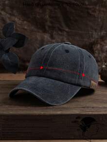 1 pieza Gorra de béisbol unisex de estilo casual y de moda para exteriores, ajustable, con etiqueta, de unicolor lavado, estilo retro de calle, adecuada para combinar a diario, tipo gorra de papá - A - Ver 3
