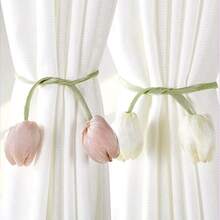 قطعتان من أربطة الستائر الأنيقة والبسيطة ذات التصميم الزهري، أربطة ستائر بتصميم زهرة التوليب، حبال ستائر، ديكورات، أشرطة ستائر غرفة المعيشة الجديدة، أربطة ستائر منسوجة، أشرطة ديكورية للستائر