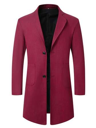 男士翻领双口袋单排扣大衣，秋冬