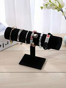 1 Pieza Soporte en forma de T para pulseras, Soporte de exhibición de joyería, Estante de almacenamiento de joyería de franela, Adecuado para relojes, collares, pulseras y otros accesorios de joyería, es la primera opción para la temporada de regreso a clases y regalos festivos.