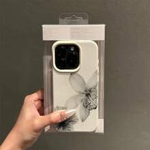 1PC Black And White Floral Lychee Pattern Soft Phone Case Compatible With IPhone 17 Air 16 15 14 13 12 11 Pro Max, 14/15/16 Plus, XS/XR/X, 8, 7 SE 2020Suitable For IPhone 17 Air - trắng - Xem 3