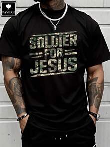 PAYEAH Soldier For Jesus Christian T-Shirt For Summer Heavy T Shirt - 黑色 - 查看 8