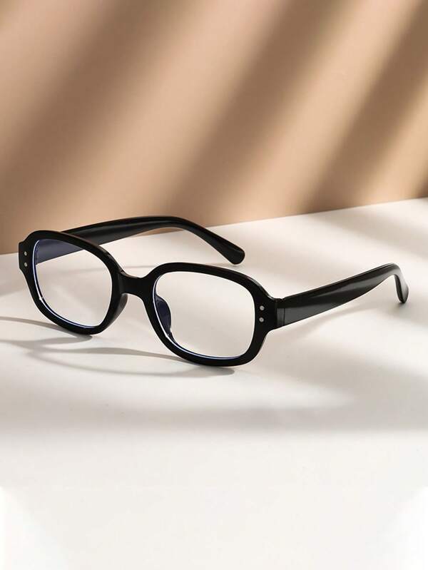 1 pièce Lunettes plates carrées noires rétro casual pour femmes, convient pour le port quotidien et la photographie de rue