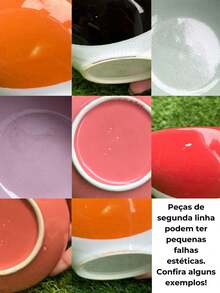 Kit 6 Premium Ceramic Bowls In Assorted Bicolor - 400ml Bowl - 彩色 - 查看 11