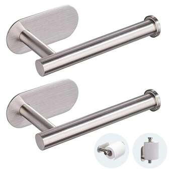 1pc Stainless Steel Toilet Paper Holder, Self-Adhesive Wall Mount Rack, Modern Bathroom Tissue Paper Towel Rack Accessory