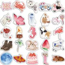 SCXXBSW 50 pezzi Adesivi divertenti e raffinati con motivi cartoni animati ad acquerello per decorare diari, bagagli, chitarre, taccuini, impermeabili