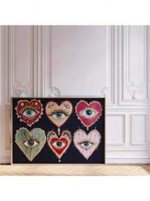 1pc Retro Wall Arts, Heart Eye Print, Gothic Maximalist Decor, Dark Aesthetic Poster, Jewel Toned Art, Eclectic Bedroom Wall Decor Frameless - Multicolor - View 11