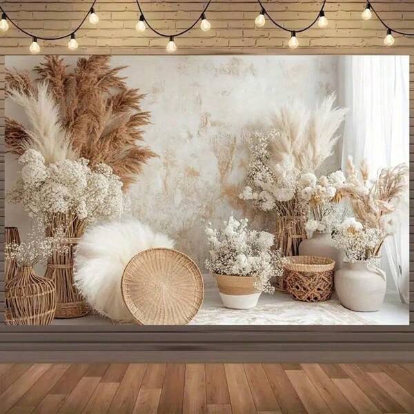 1 Stück Boho-Stil Brauner Hintergrund Banner, Polyestermaterial, geeignet für Badepartys, Geburtstage, das perfekte Geburtstagsgeschenk, Mehrfachgrößenauswahl, Party Fotohintergrund, einfach aufzuhängen, perfekt für Innen-/Außenfeiern, Geburtstagsfeiern, Feierdekorationen, Innen- und Außengartendekoration