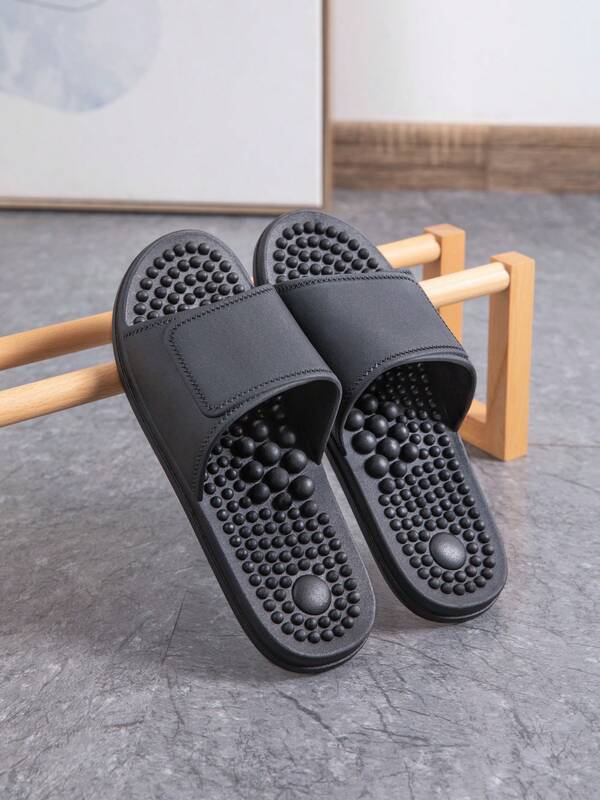 Sandales de massage pour hommes, chaussures d'été antidérapantes pour la douche, mules de maison pour femmes avec semelles de massage à haute et basse pression, matériau PVC confortable