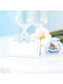 50 piezas Tarjetas de mesa con lazo rosa, tarjetas de nombre de estilo carpa con lazo lindo, tarjetas de asignación de asientos en blanco, suministros de decoración de mesa de fiesta de cumpleaños para decoración de mesa de fiesta de cumpleaños, regalos, decoraciones de graduación, cumpleaños, decoraciones de fiesta, decoraciones de boda, verano, playa, regreso a la escuela, útiles escolares, decoración de habitación